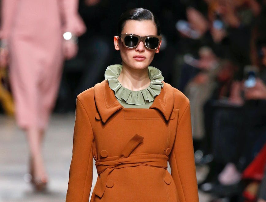 rochas _ready to wear fall winter 2017-18 paris fashion week february 2017 sunglasses accessories accessory person human clothing apparel overcoat coat fashion