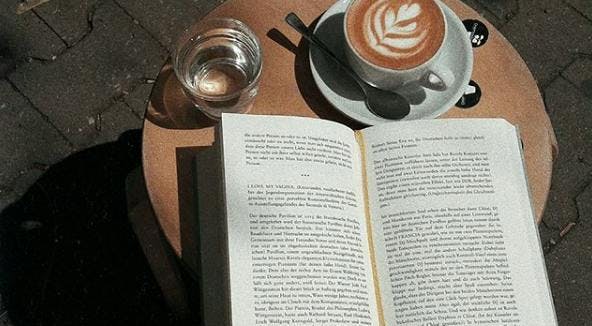 book latte cup coffee cup beverage drink