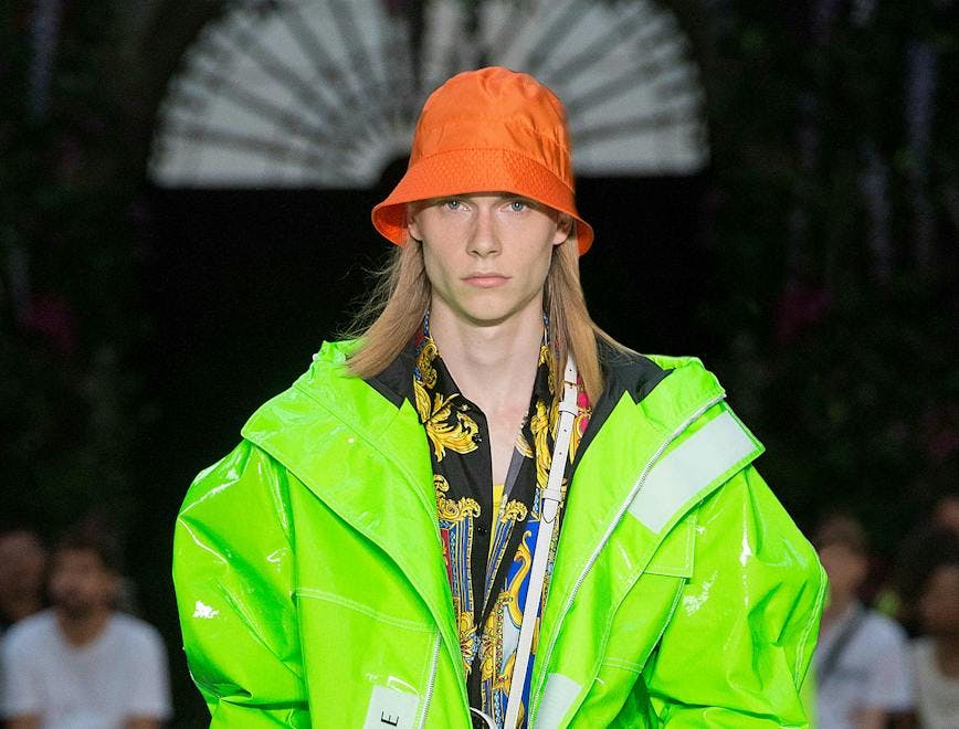 clothing apparel person human coat raincoat jacket
