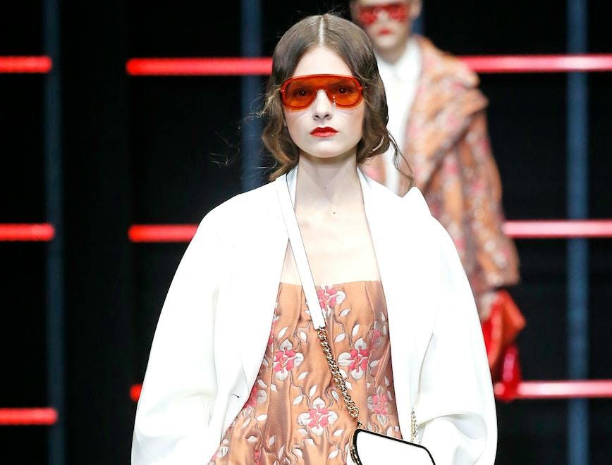 emporio_armani__milan ready to wer fall winter 2019 milan fashion week february 2019 clothing apparel person human fashion sunglasses accessories accessory robe gown