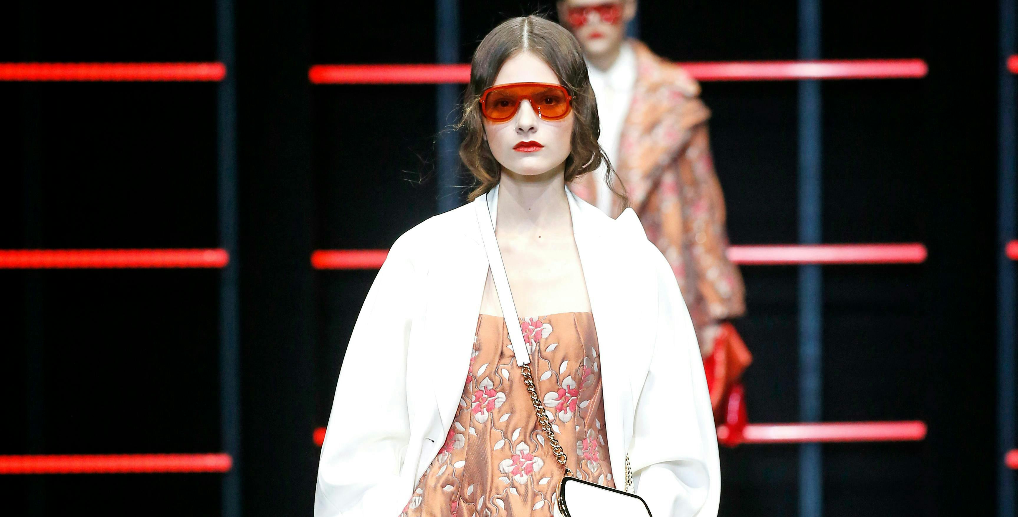 emporio_armani__milan ready to wer fall winter 2019 milan fashion week february 2019 clothing apparel person human fashion sunglasses accessories accessory robe gown